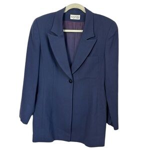 VINTAGE GIANNI Sport one button wool blazer size 8 lined light shoulder pads